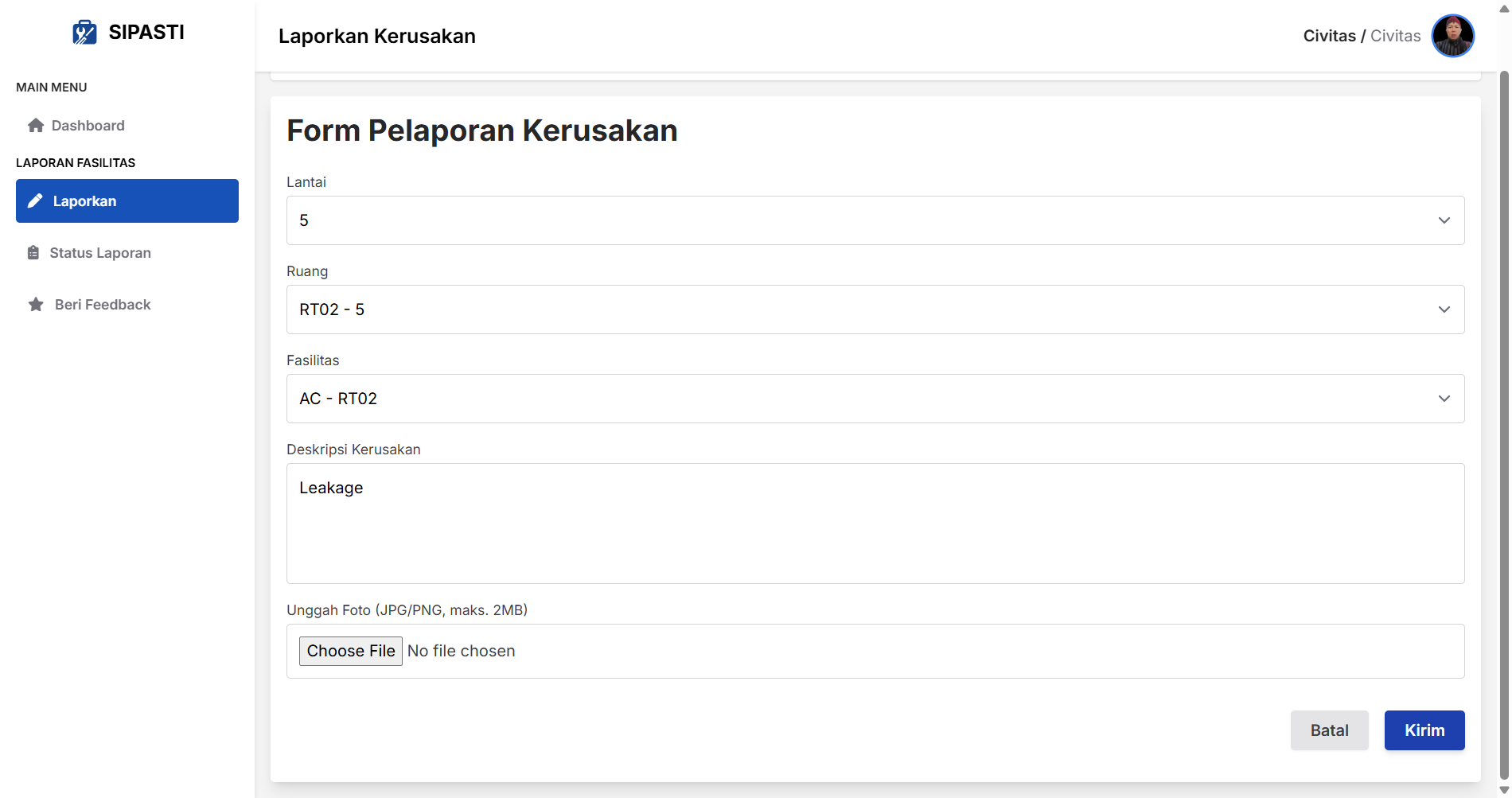 Reporting Form